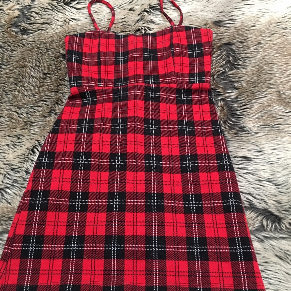 Rare🦄Brandy Melville Karla Plaid Mini Dress Red/Black/White